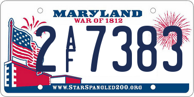 MD license plate 2AF7383