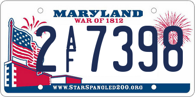 MD license plate 2AF7398