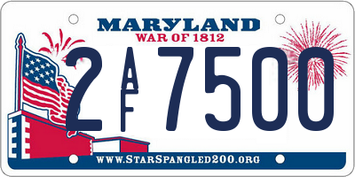 MD license plate 2AF7500