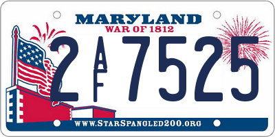 MD license plate 2AF7525