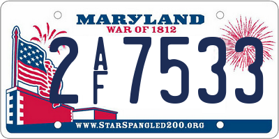 MD license plate 2AF7533