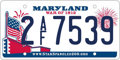 MD license plate 2AF7539