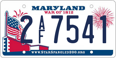 MD license plate 2AF7541