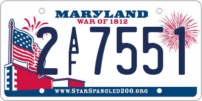 MD license plate 2AF7551