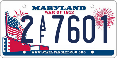 MD license plate 2AF7601
