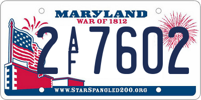 MD license plate 2AF7602