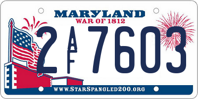 MD license plate 2AF7603