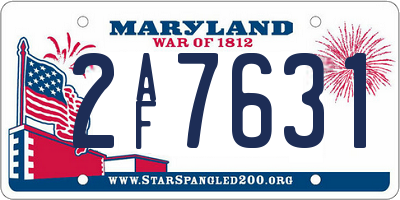 MD license plate 2AF7631