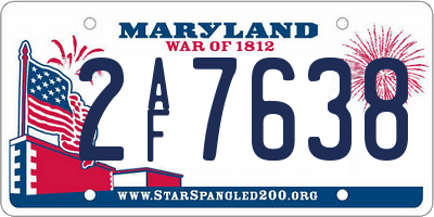 MD license plate 2AF7638