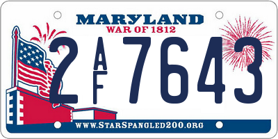 MD license plate 2AF7643