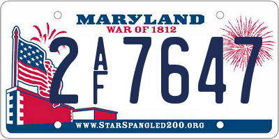 MD license plate 2AF7647