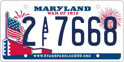 MD license plate 2AF7668
