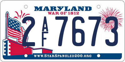 MD license plate 2AF7673