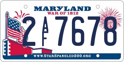 MD license plate 2AF7678
