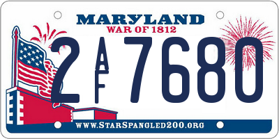 MD license plate 2AF7680