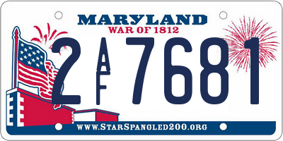 MD license plate 2AF7681
