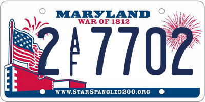 MD license plate 2AF7702