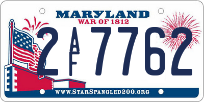 MD license plate 2AF7762