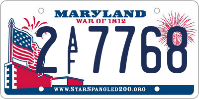 MD license plate 2AF7768