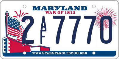 MD license plate 2AF7770