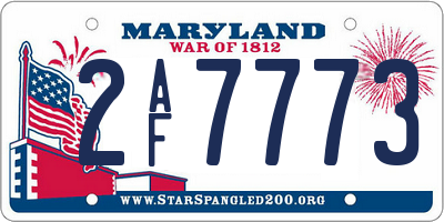 MD license plate 2AF7773