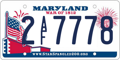 MD license plate 2AF7778