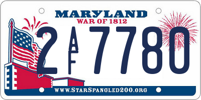 MD license plate 2AF7780