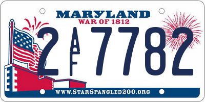 MD license plate 2AF7782