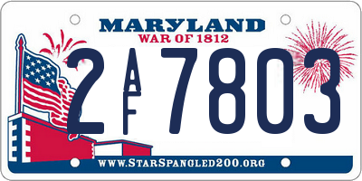 MD license plate 2AF7803