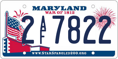 MD license plate 2AF7822