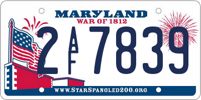 MD license plate 2AF7839