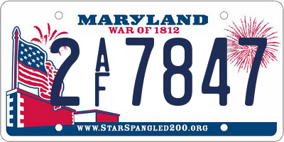 MD license plate 2AF7847