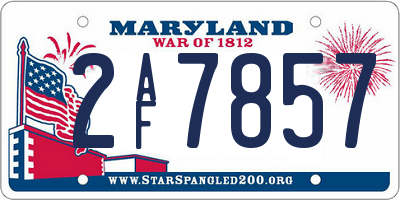 MD license plate 2AF7857
