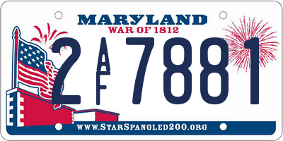 MD license plate 2AF7881