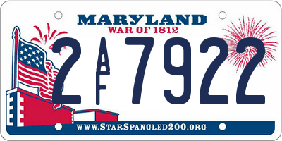 MD license plate 2AF7922
