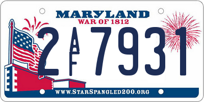 MD license plate 2AF7931