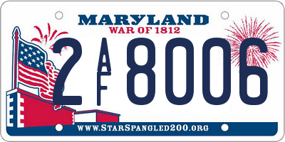 MD license plate 2AF8006