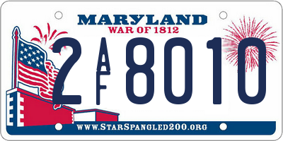 MD license plate 2AF8010