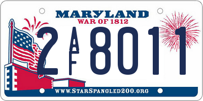 MD license plate 2AF8011