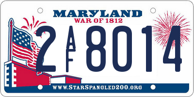 MD license plate 2AF8014