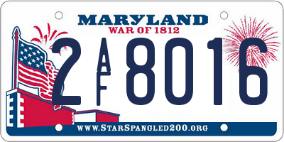 MD license plate 2AF8016
