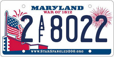 MD license plate 2AF8022