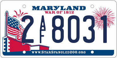 MD license plate 2AF8031
