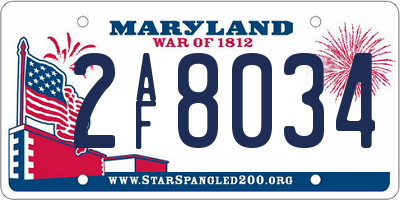 MD license plate 2AF8034
