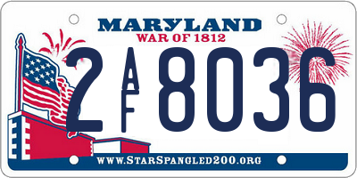 MD license plate 2AF8036