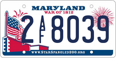 MD license plate 2AF8039