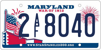 MD license plate 2AF8040