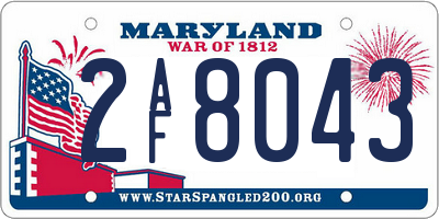 MD license plate 2AF8043