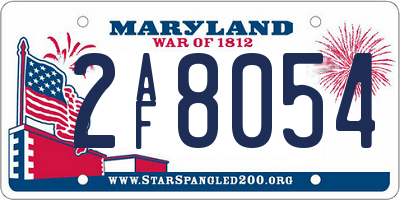 MD license plate 2AF8054