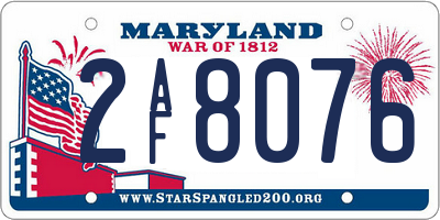 MD license plate 2AF8076